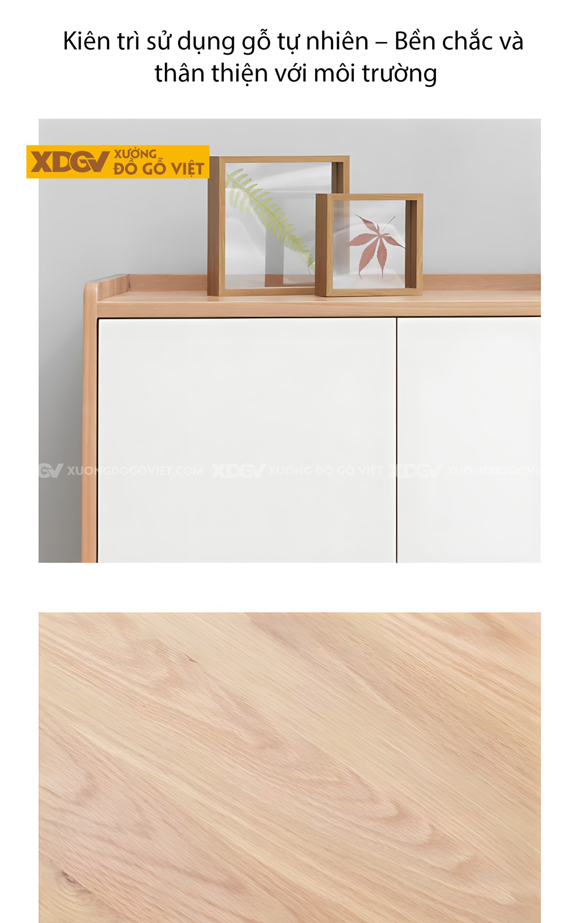 Tủ Gỗ Sồi Tự Nhiên Đựng Giày Dép Cánh Sơn Trắng Hiện Đại