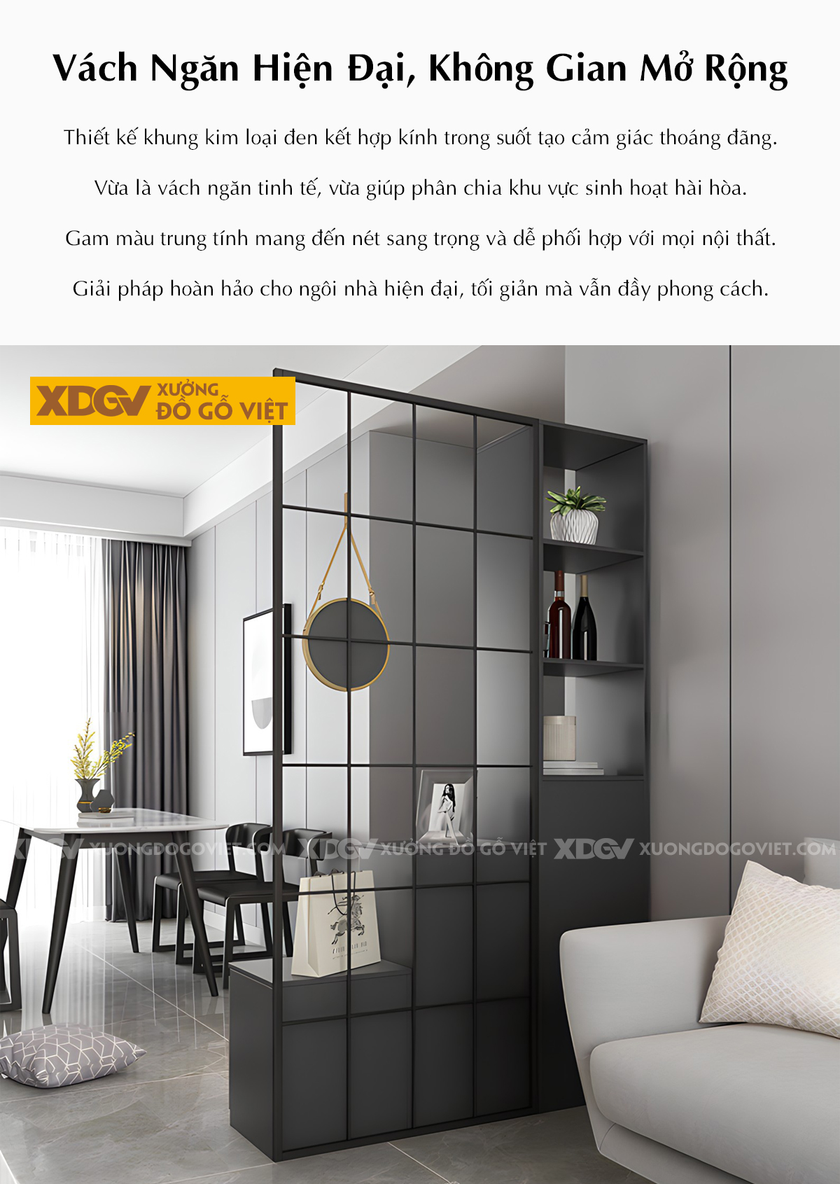 Tủ Lưu Trữ Rượu MDF Hiện Đại Kiêm Vách Ngăn Căn Hộ Tiện Nghi