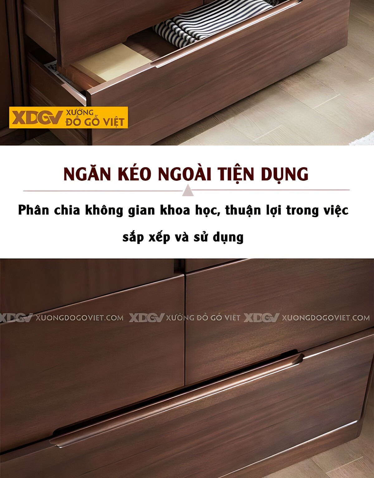 Tủ Quần Áo Đôi Óc Chó Hiện Đại Mặt Phẳng Tay Âm Bên Trong