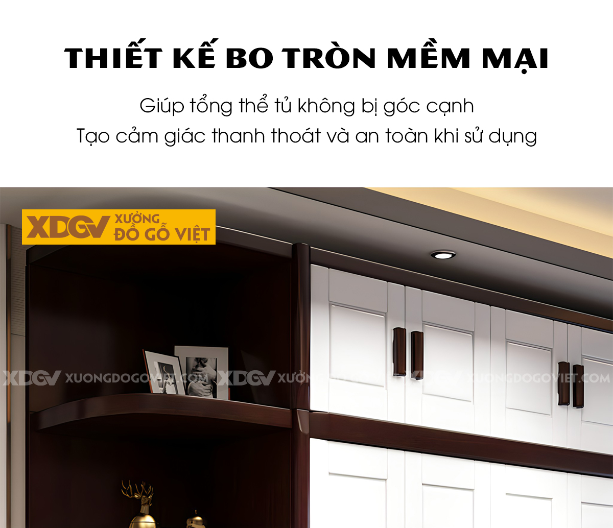 Tủ Quần Áo Gỗ Cao Su Kịch Trần 6 Cánh Cửa Mở Tay Nắm Dài
