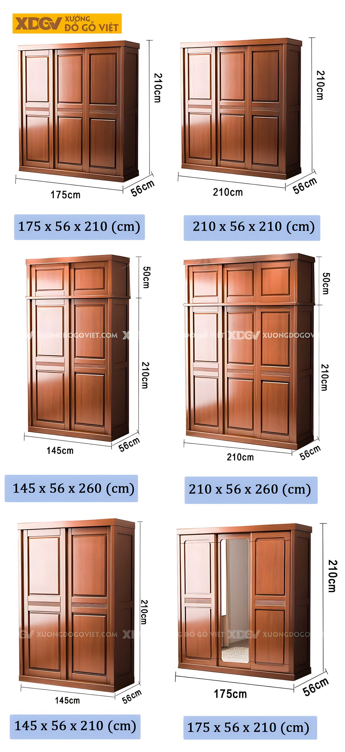 Tủ Quần Áo Gỗ Gõ Đỏ Hiện Đại Cửa Lùa Có Cánh Gương Bo Góc
