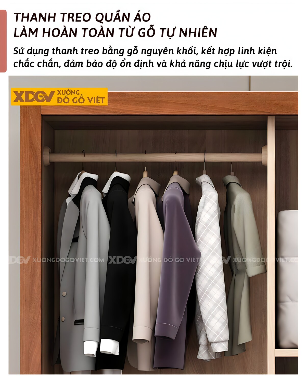 Tủ Quần Áo Gỗ Gõ Hiện Đại Tối Giản 3 Cánh Cửa Lùa Rãnh Giữa