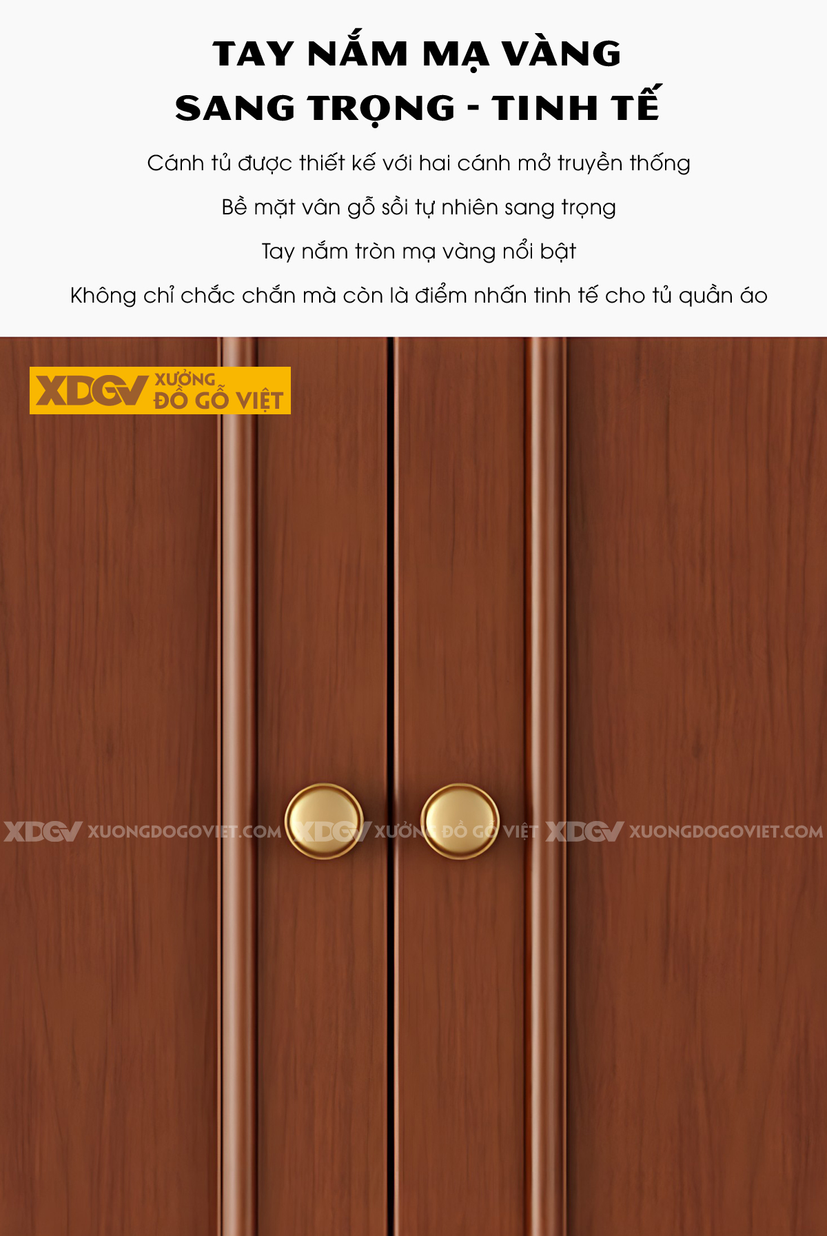 Tủ Quần Áo Gỗ Sồi Kịch Trần 6 Buồng Không Gian Lưu Trữ Lớn