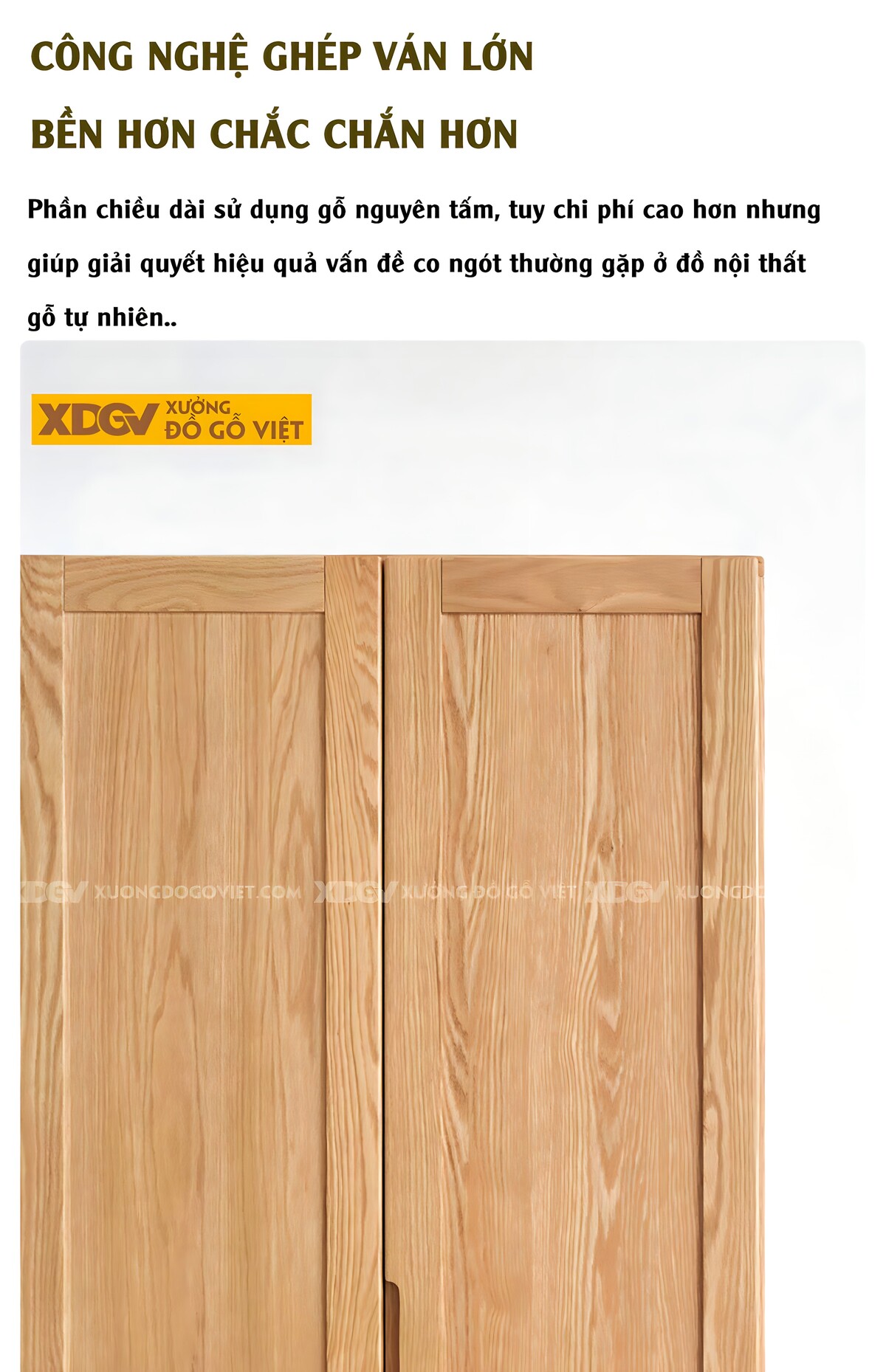 Tủ Quần Áo Gỗ Sồi Tự Nhiên Khung Pano Tay Nắm Âm Nhiều Cánh