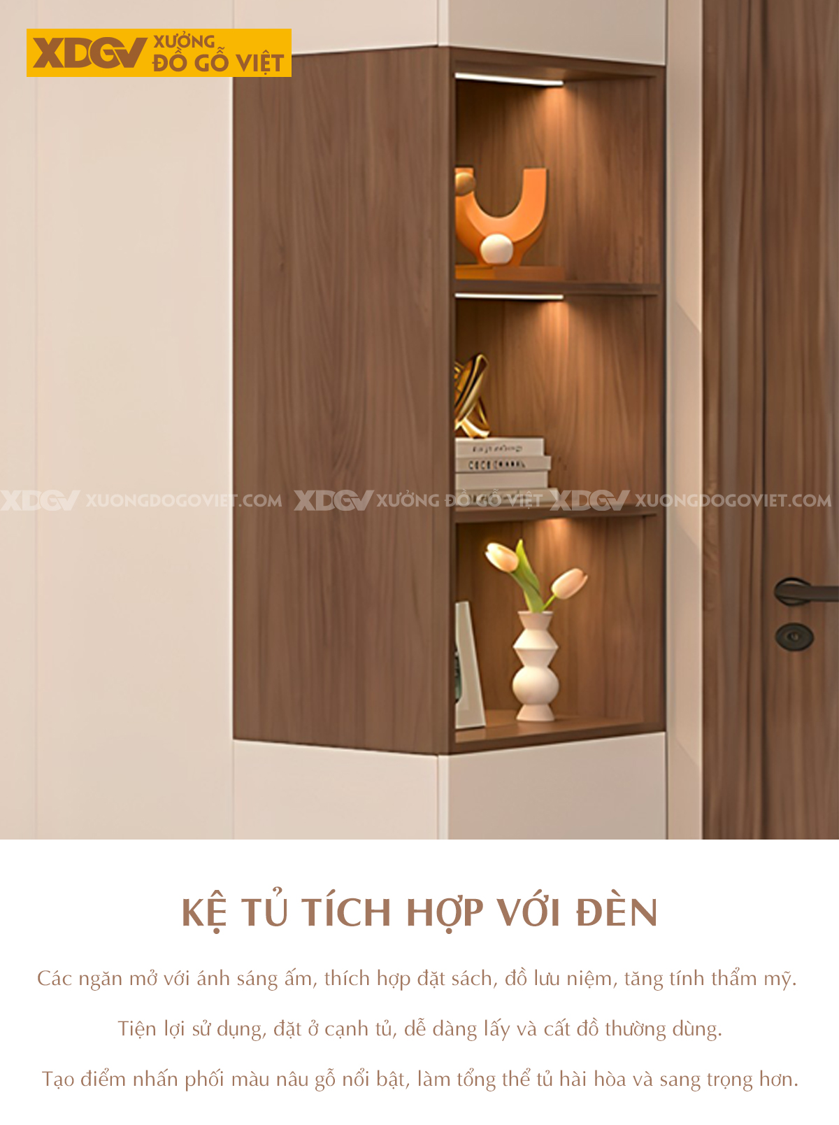 Tủ Quần Áo MDF Kết Hợp Bàn Trang Điểm Cánh Sơn Trắng Đẹp
