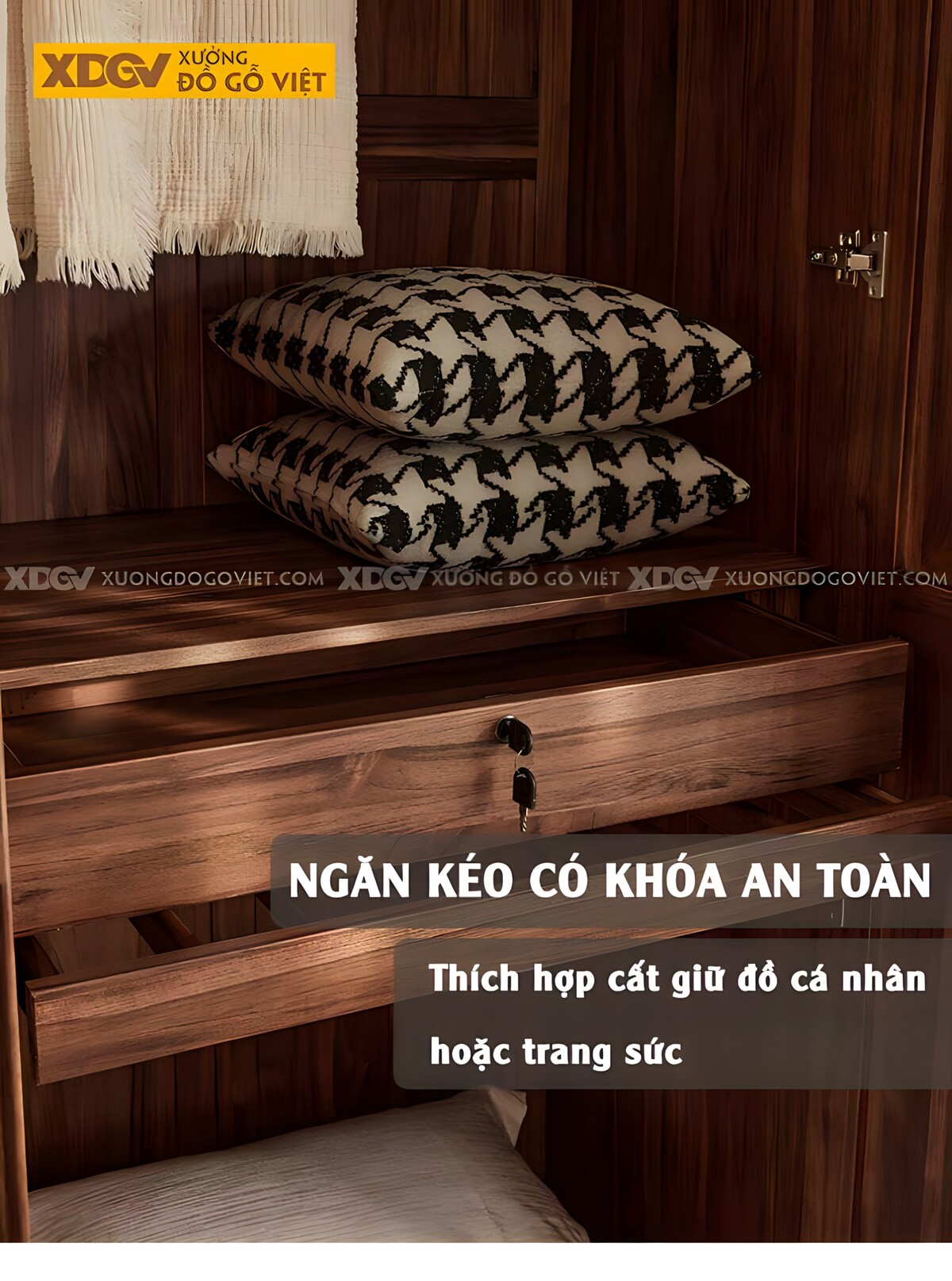 Tủ Quần Áo Óc Chó Thịt Tối Giản 4 Cánh Phẳng Tay Âm Dài