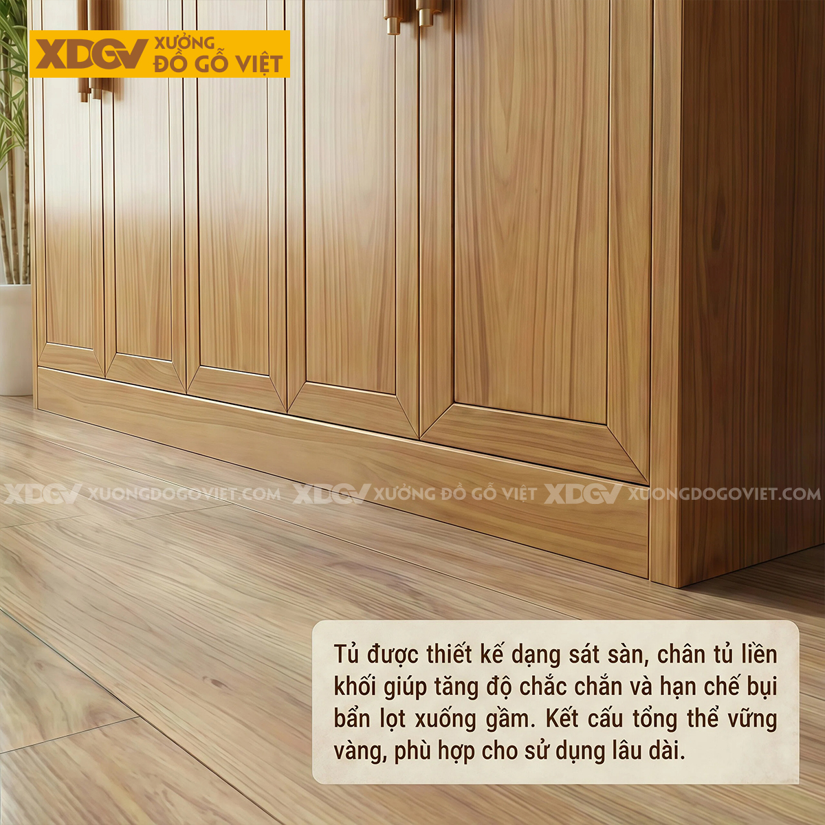 Tủ Quần Áo Phòng Ngủ Gỗ Gõ Đỏ Chân Bệt Tay Nắm Bọc Kim Loại