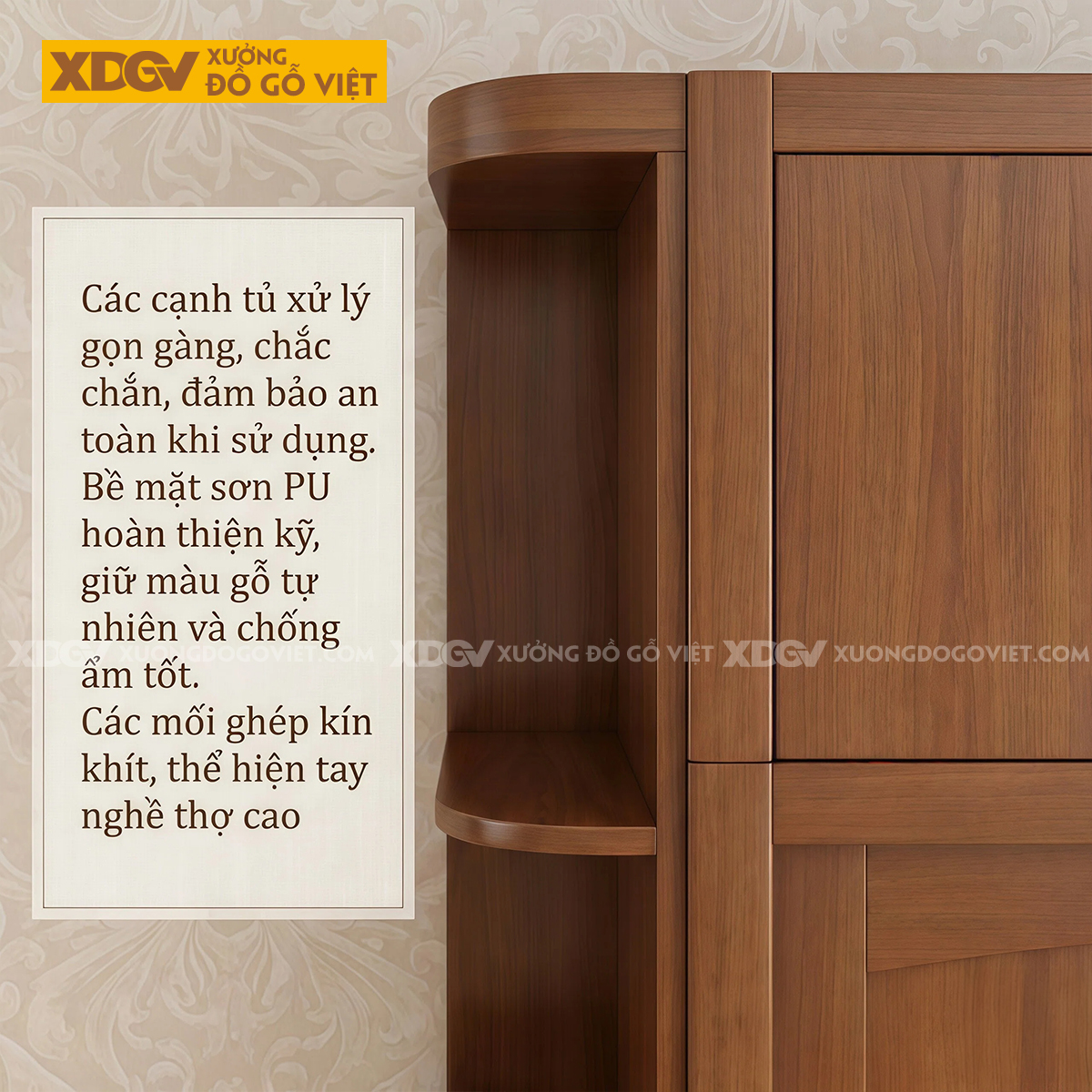 Tủ Quần Áo Phòng Ngủ Gỗ Gõ Đỏ Kịch Trần Cánh Lùa Thanh Ngang