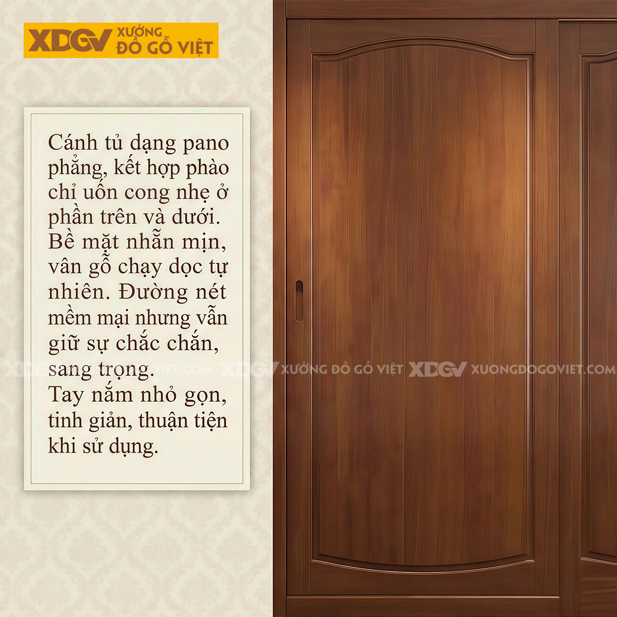 Tủ Quần Áo Phòng Ngủ Gỗ Gõ Đỏ Kịch Trần Cánh Lùa Thanh Ngang