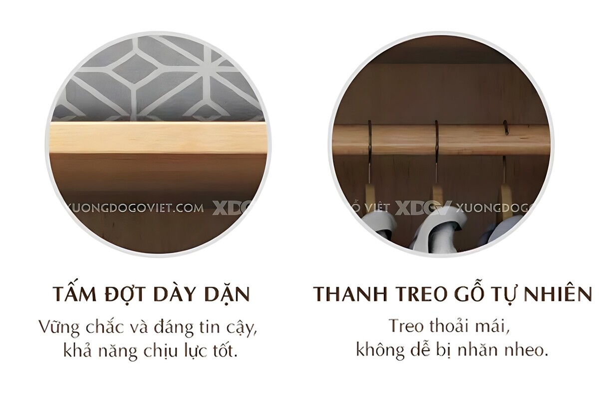 Tủ Quần Áo Veneer Xoan Đào Cổ Điển 4 Cánh 8 Chân Trụ Tiện