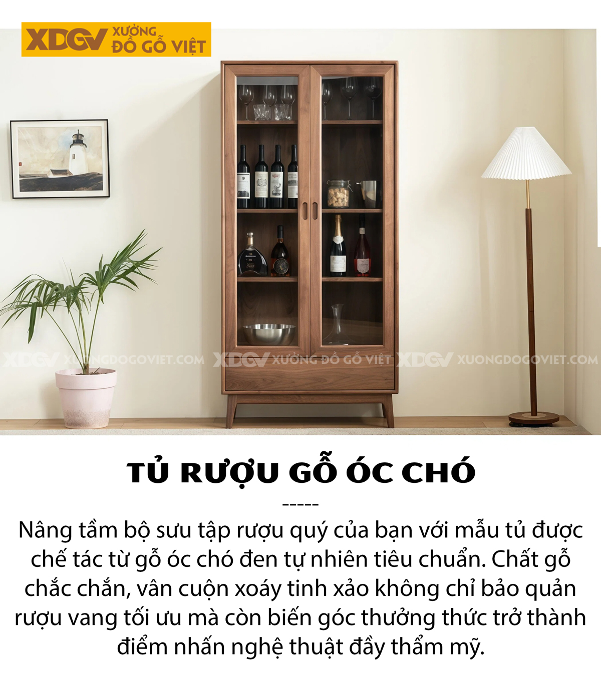 Tủ Sách Bắc Âu Gỗ Óc Chó Phối Đỉnh Vòm Chân Cao Thanh Mảnh