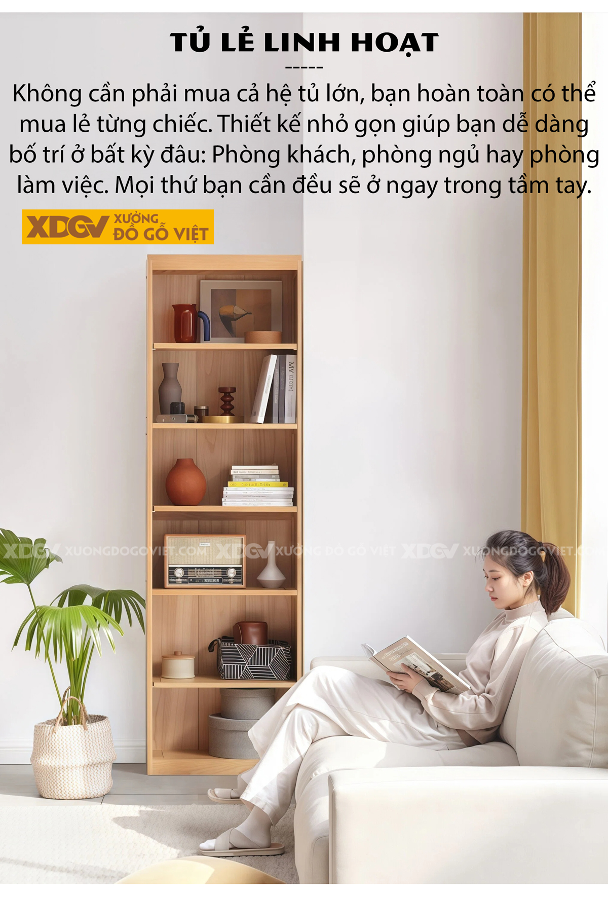 Tủ Sách Tân Cổ Điển Gỗ Sồi Chân Bệt Kết Hợp Cánh Kính Sọc Mờ