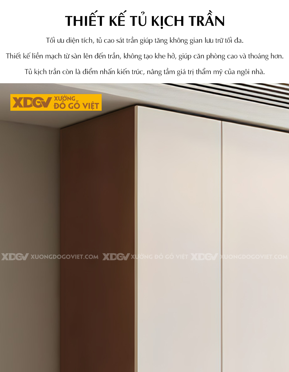 Tủ Treo Áo Gỗ Cao Su Hiện Đại Cánh Sơn Trắng Tay Âm Dưới