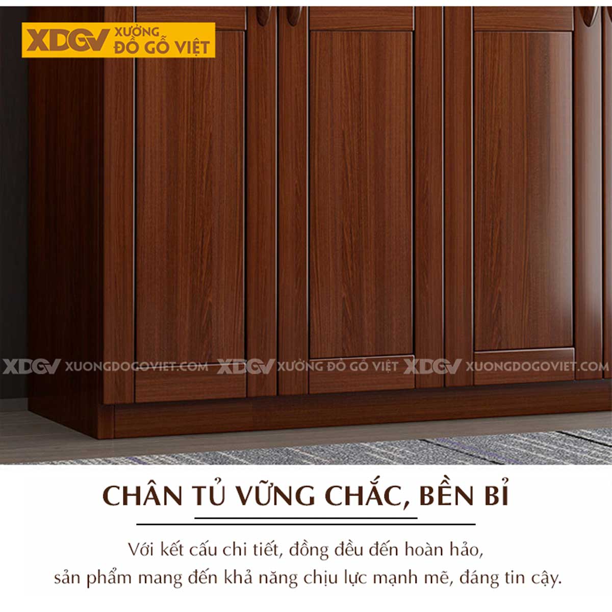 Tủ Treo Quần Áo Gỗ Lim Dạng Hộp Cánh Pano Kẻ Rãnh Đẹp