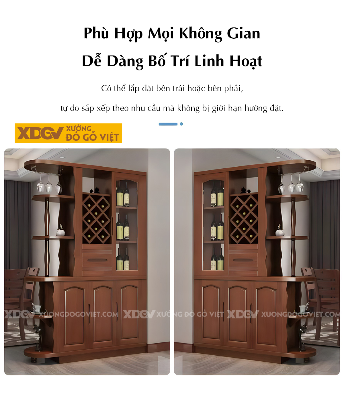 Tủ Trưng Bày Rượu Gỗ Cao Su Thiết Kế Hiện Đại Kệ Mở Đa Tầng