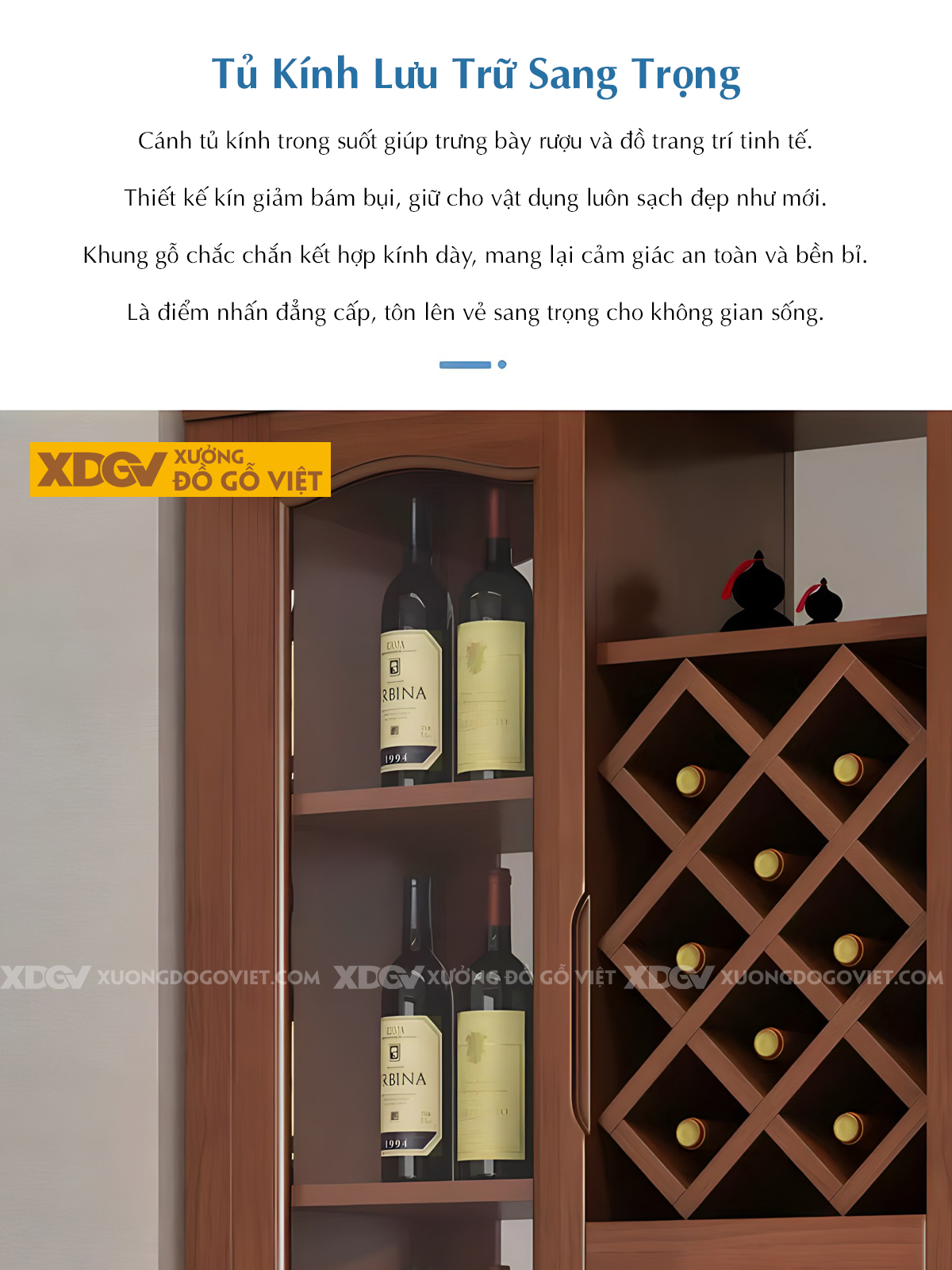 Tủ Trưng Bày Rượu Gỗ Cao Su Thiết Kế Hiện Đại Kệ Mở Đa Tầng