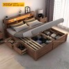 Giường Ngủ Gỗ Óc Chó Đa Năng Tích Hợp Kệ, Hộc Thêm Ngăn Kéo
