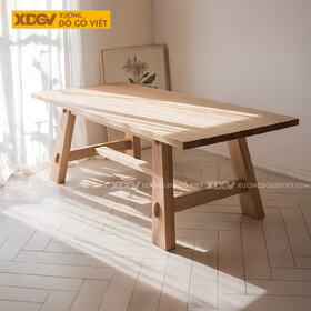 Bàn Ăn Phòng Bếp Gỗ Sồi Mỹ Vuông Vức Chân Ghép Mộng Chữ A