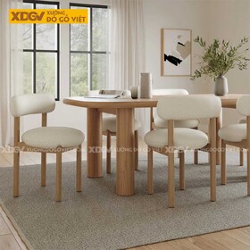 Bàn Ăn Phòng Bếp Gỗ Sồi Mỹ Thiết Kế Bo Tròn Chân Trụ Mềm Mại