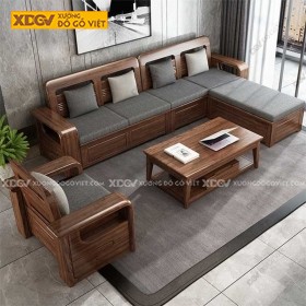 Bộ Ghế Sofa Óc Chó Lưng Tấm Chạy Chỉ Song Song