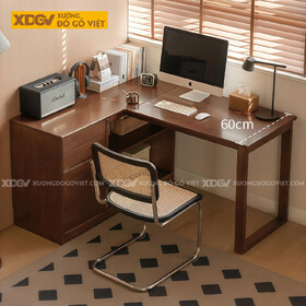 Bàn Làm Việc Góc L Kết Hợp Tủ Kính Tối Ưu Không Gian