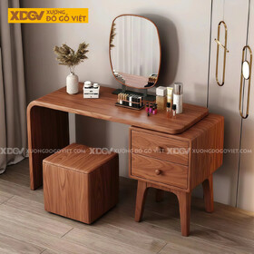 Bàn Trang Điểm Phòng Ngủ Gỗ Gõ Đỏ Bo Góc Phối Tủ Linh Hoạt