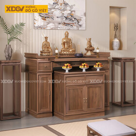 Bộ Án Gian Gỗ Óc Chó Hiện Đại Tối Giản 2 Bên Tủ Đứng Độc Lập