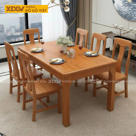 Bộ Bàn Ăn Gõ Đỏ 6 Ghế Phong Cách Á Đông Hiện Đại
