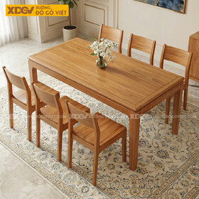 Bộ Bàn Ăn Gỗ Gõ Đỏ 4 Ghế Thiết Kế Đơn Giản Cho Gia Đình