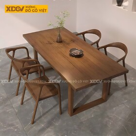 Bộ Bàn Ăn Gỗ Sồi Hiện Đại Bắc Âu Tối Giản Chân U Độc Đáo