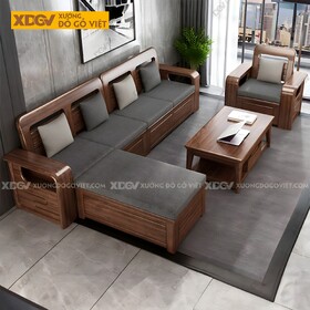 Bộ Ghế Sofa Óc Chó Lưng Tấm Chạy Chỉ Song Song