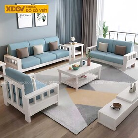 Bộ Sofa Gỗ Cao Su Phòng Khách Thanh Nan Tối Giản Hiện Đại
