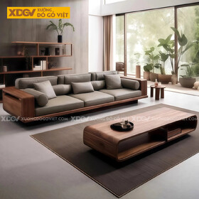 Bộ Sofa Gỗ Óc Chó Phòng Khách Sang Trọng Chân Bệt Vững Chãi