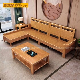 Bộ Sofa Gỗ Sồi Mỹ 4 Món Tựa Lưng Bảng Lớn