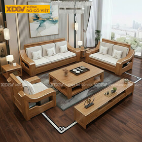 Mẫu Sofa Phòng Khách Gỗ Gõ Đỏ Chân Bệt Tay Cong Nghệ Thuật