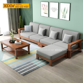 Bộ Sofa Phòng Khách Gỗ Sồi Bọc Nệm Tối Giản Tựa Nan Mới