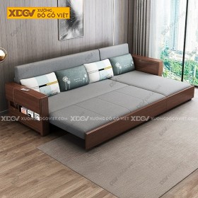 Ghế Gỗ Kéo Ra Thành Giường Veneer Vân Sồi