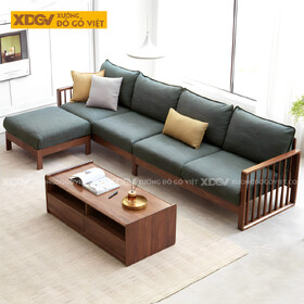 Ghế Sofa Gỗ Sồi Góc L Á Đông Thanh Nan Tiện Tròn Thanh Lịch