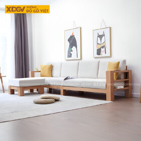 Ghế Sofa Sồi Gia Đình Phòng Khách Góc L Vuông Vức Tối Giản