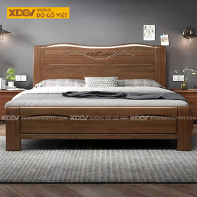 Giường Gỗ Căm Xe Tân Cổ Điển Họa Tiết Chạm Khắc Tinh Xảo