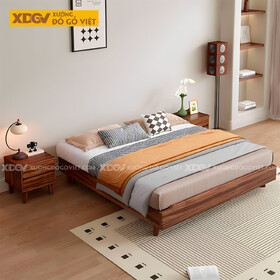 Giường Gỗ Lim Không Đầu Tối Giản Chân Cao Vân Tự Nhiên Đẹp