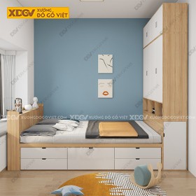 Giường Liền Tủ Gỗ MDF Công Nghiệp X2227