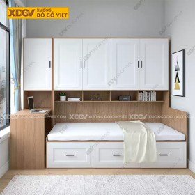 Giường Liền Tủ Gỗ MDF Công Nghiệp X7666