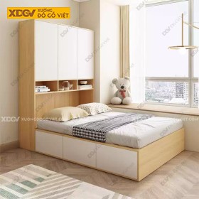 Giường Liền Tủ Gỗ MDF Công Nghiệp X7678