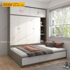 Giường Liền Tủ Gỗ MDF Công Nghiệp X7682
