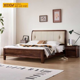 Giường Ngủ Căm Xe Hiện Đại Đầu Bọc Nệm Chỉ Dọc Rút Múi 2 Bên