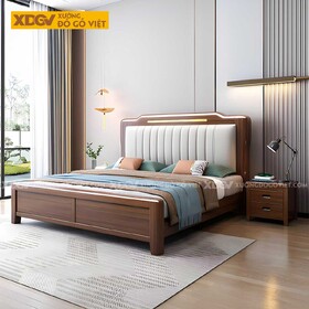 Giường Ngủ Gỗ Căm Xe Thịt Đầu Mái Đình Kẻ Chỉ Vàng Tinh Tế