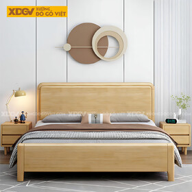 Giường Ngủ Gỗ Cao Su Hiện Đại Đầu Panel Trơn (Hoặc Bọc Nệm)