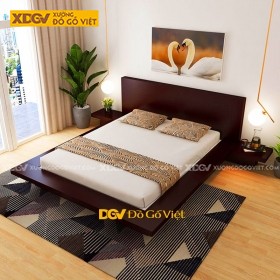 Giường Ngủ Gỗ Veneer Xoan Đào Kiểu Nhật Màu Cánh Gián