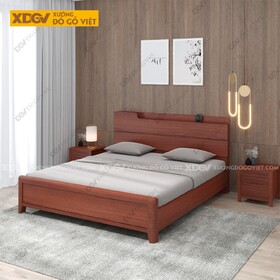 Giường Veneer Xoan Đào 1m4 Cho Phòng Ngủ Gia Đình